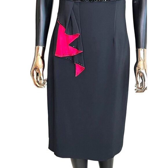 ✨ VDP Collection Black Beaded Cocktail Dress IT 46 / US 10 (NWT) – Made in Italy - Picture 5 of 12